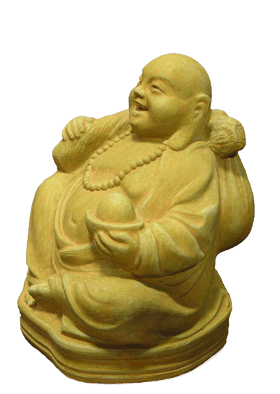 Buddha of Good Fortune with peach and bag outdoor statue for sale