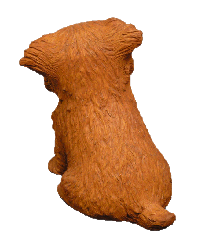 Yorkshire Puppy outdoor statue for sale, back view