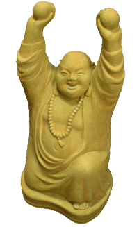 Little Happy Buddha of Wealth and Prosperity with gold, outdoor statue for sale